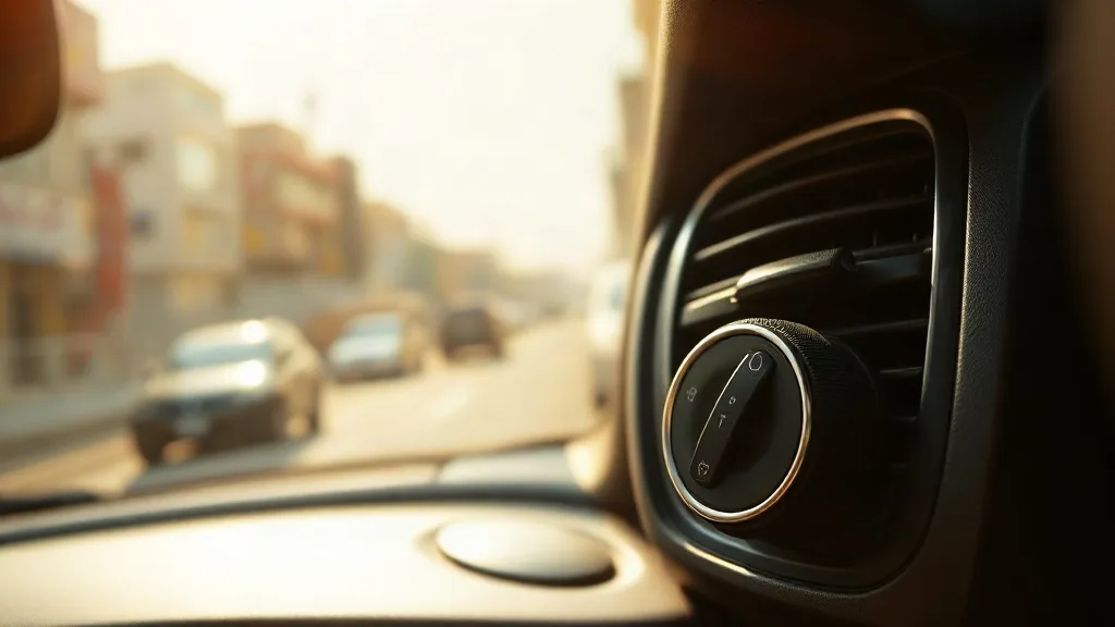 Climatisation voiture : aérateurs et commande de climatisation d'un tableau de bord moderne par une journée chaude au Sénégal